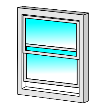 Illustration of a double hung window.
