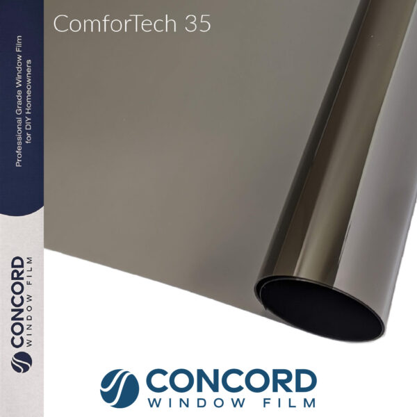 Photo of ComforTech 35 Window Film with box and Concord Window Film Logo