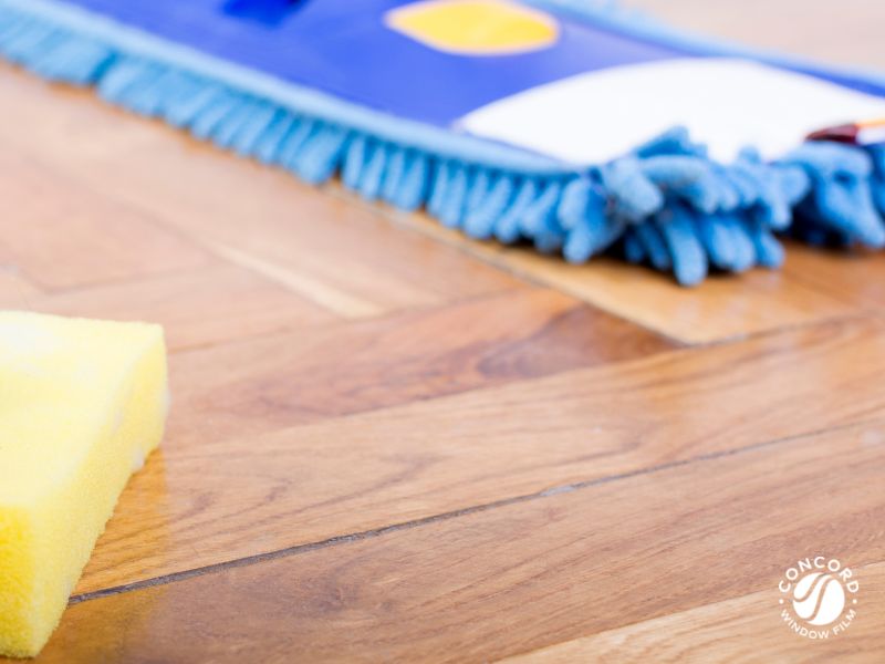 Photo of a mop on a wood floor