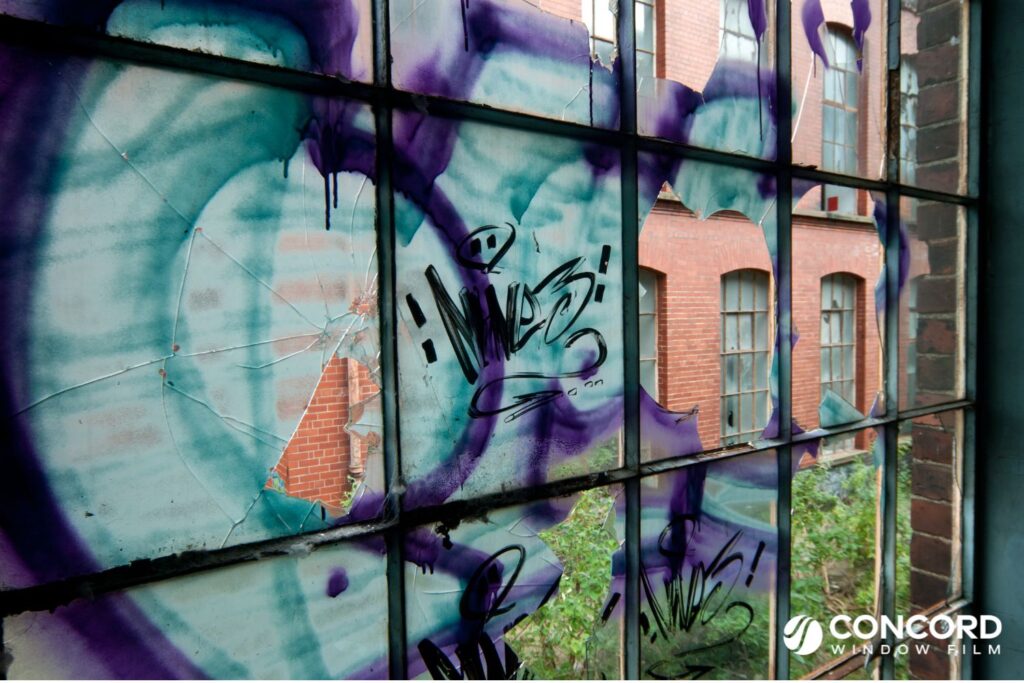 Picture of graffiti on a window for a blog post about window film