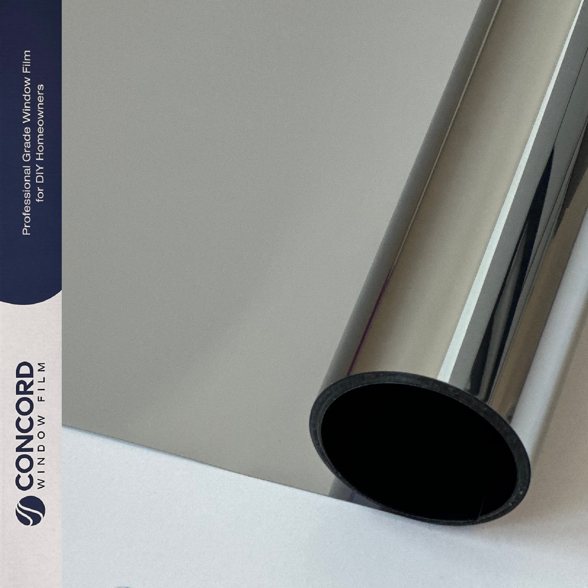 Photo of a roll of silver 15 reflective film from Concord Window Film