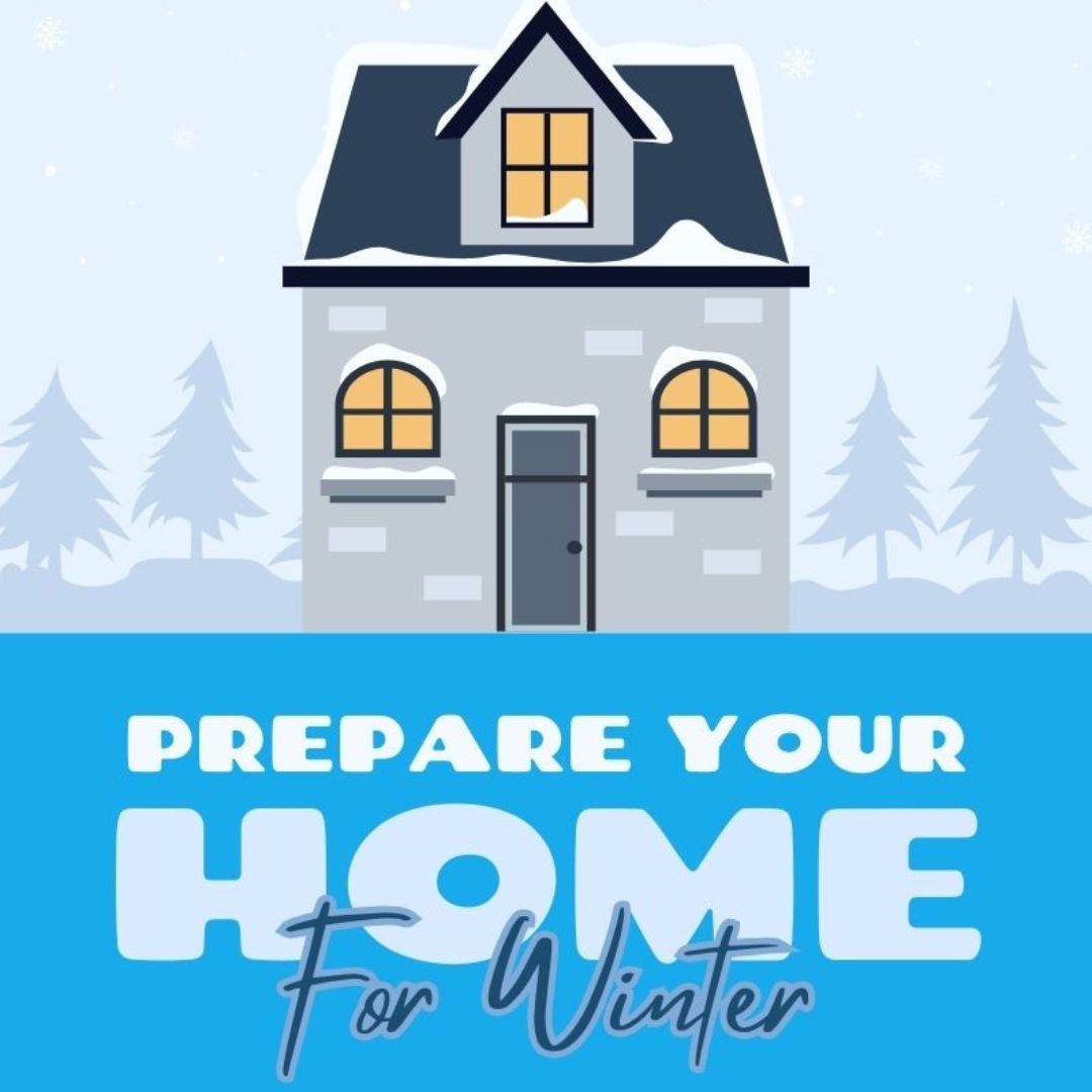 Graphic of a home in winter for a blog post on winterizing your home