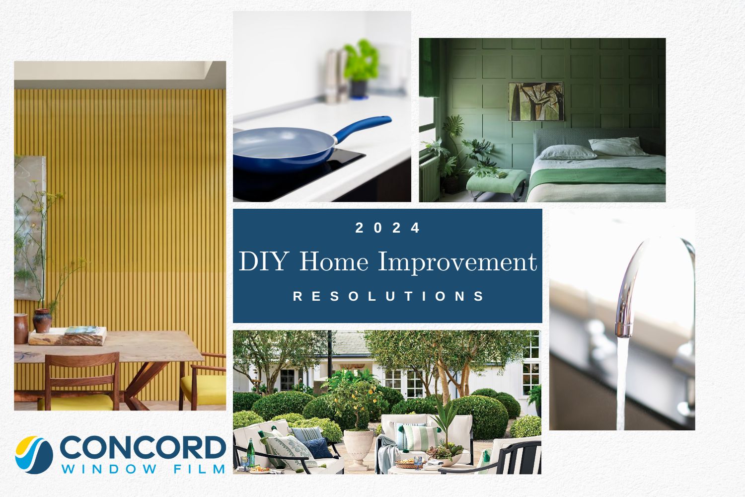 Collage of images representing 2024 DIY Home Improvement Resolutions