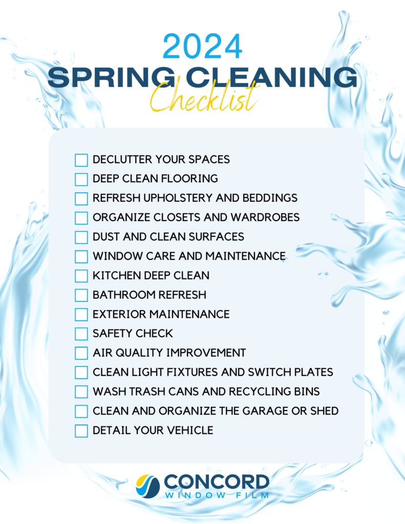 Page One of Concord Window Film's 2024 Spring Cleaning Checklist