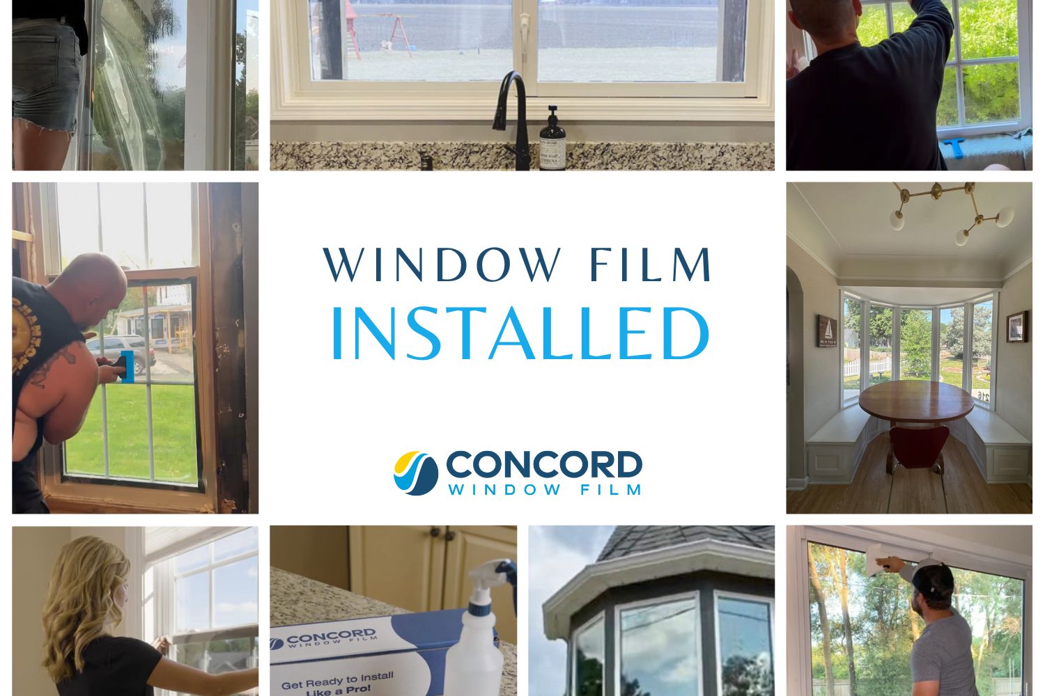 Collage of window film installed on customers windows