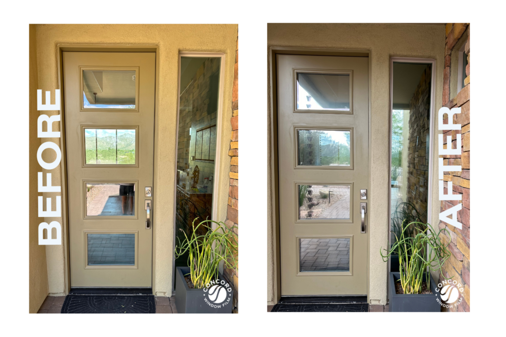 Home Window Film Case Study Before And After Outside Entryway During The Day