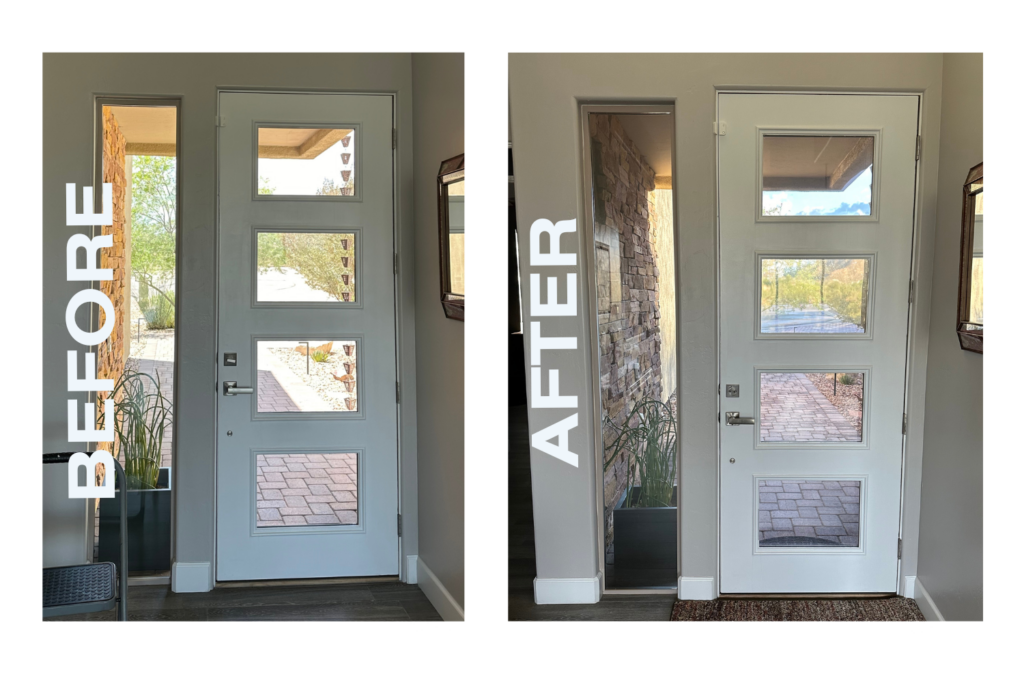 Home Window Film Case Study Before And After Inside Entryway During The Day