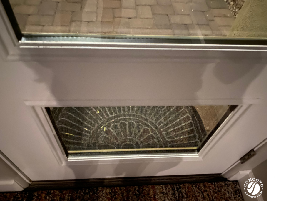 Home Window Film Case Study Entry Way From Inside Looking Out At Night You Can Still See Out