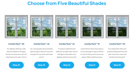 Comfortech Ceramic Series Shades Of Film For A Blog Post On Ordering Patio Door Window Film