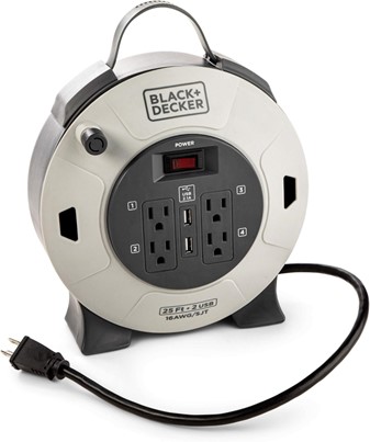 A Photo Of A Black + Decker Retractable Power Cord For A Post Entitled Great Homeowner Gift Ideas
