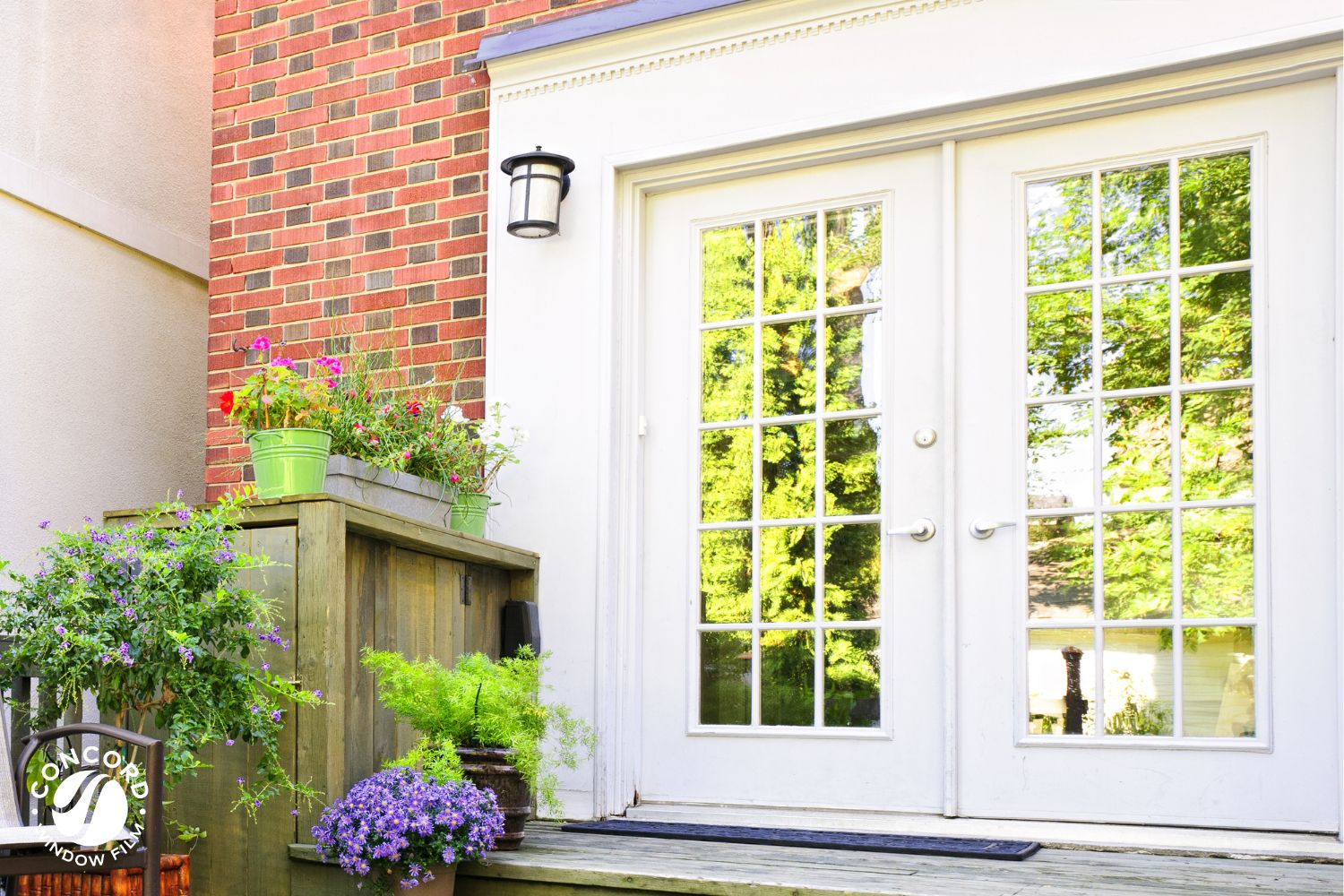 Photo of the outside of a patio door for a blog post on Concord Window Film entitled Patio Door Window Film