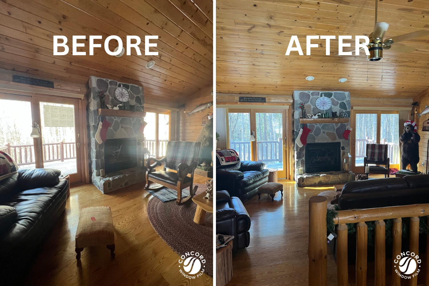 Ceramic Window Film Before and After feature image showing two sliders with no film and the same sliders with ComforTech 35 installed