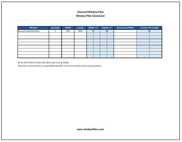 Screenshot Of Window Film Calculator For Post On Measuring Windows For Window Film
