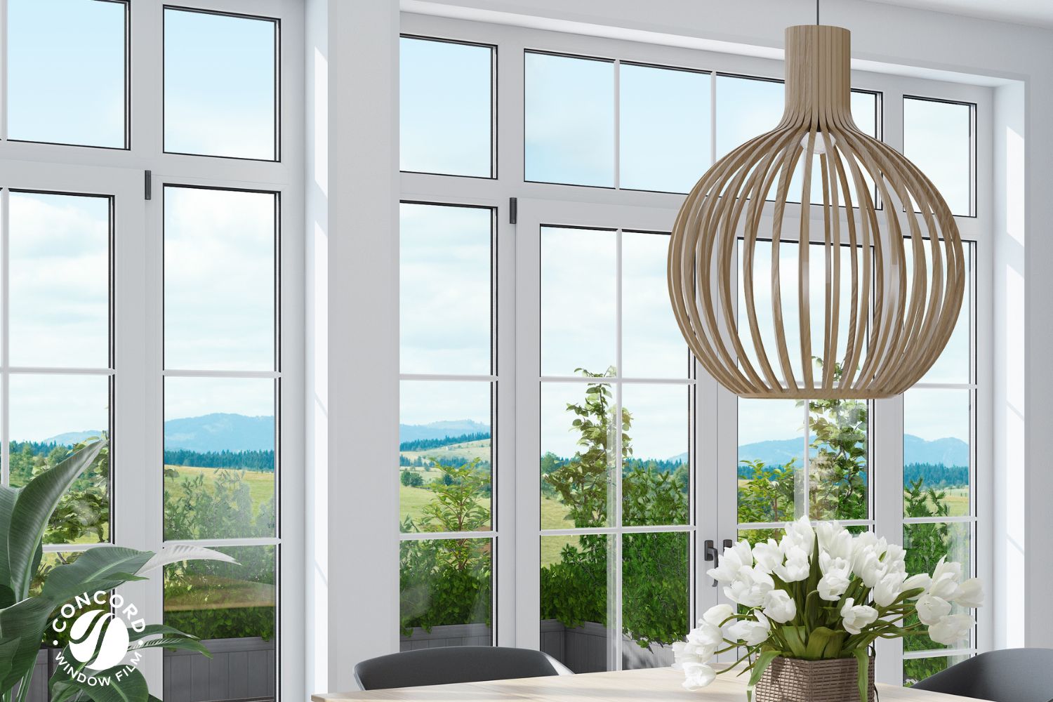 Photo of larger more narrow window panes for a post on Custom Cut Window Film Kits from Concord Window Film