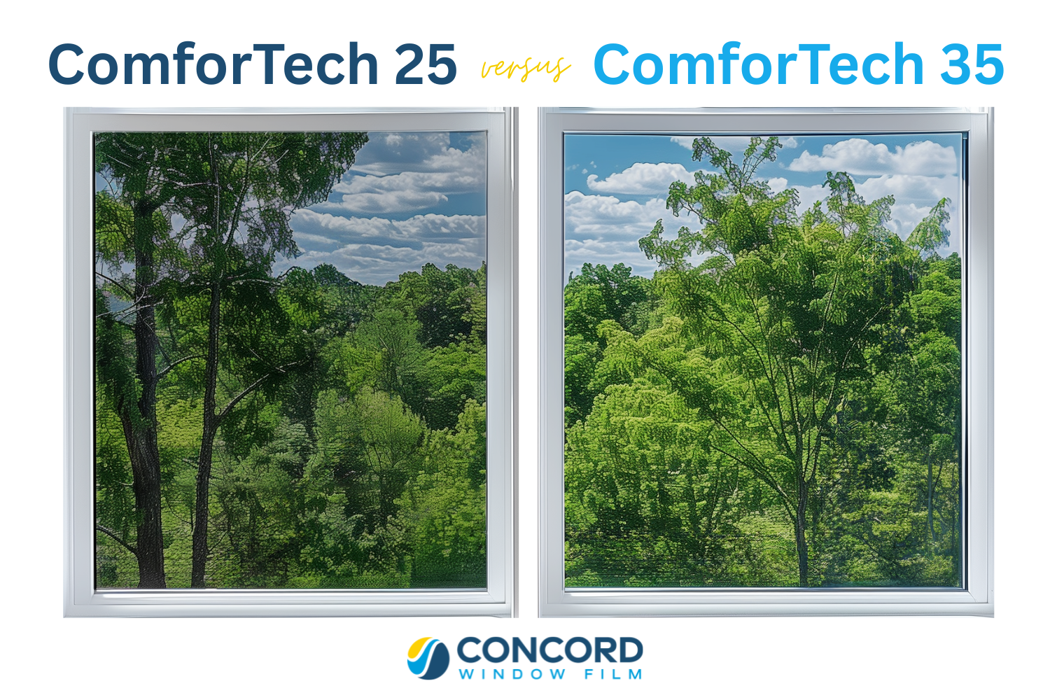 Photo of ComforTech 25 next to a Photo of ComforTech 35 for a blog post on Concord Window Film entitled ComforTech 25 vs ComforTech 35